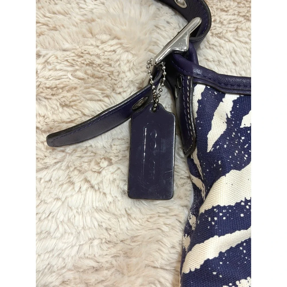VINTAGE Coach Legacy Purple Zebra Canvas Zip Indie Sleaze Duffle Hobo Bag 23410